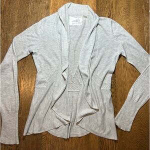 Anthropologie Angel of the North Silk Peplum Cardigan Sweater  Heather Gray Sz M